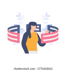 the concept of duty or work, office employees. illustration of a woman doing an assignment. flat design. can be used for elements, landing pages, UI, website