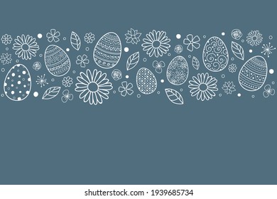 Concepto de fondo de Semana Santa con huevos a mano y flores. Vector