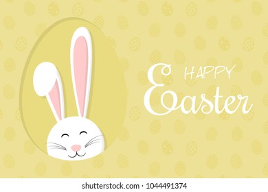 Concept of Easter bunny on background with wishes - banner. Vector.