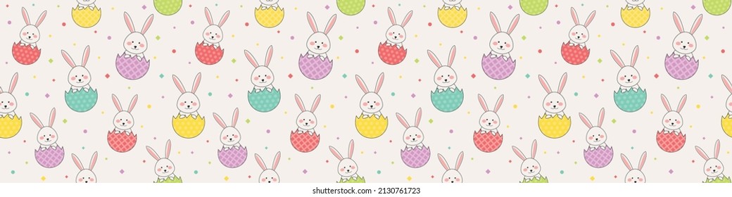Concept of an Easter pattern with rabbits and eggs. Wallpaper concept. Banner. Vector