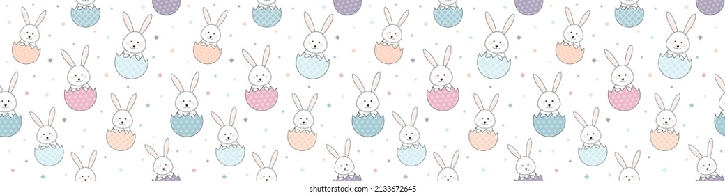 Concept of an Easter pattern with rabbits and eggs. Wallpaper concept. Banner. Vector