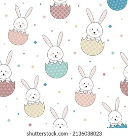 Concept of an Easter pattern with rabbits and eggs. Wallpaper concept. Vector