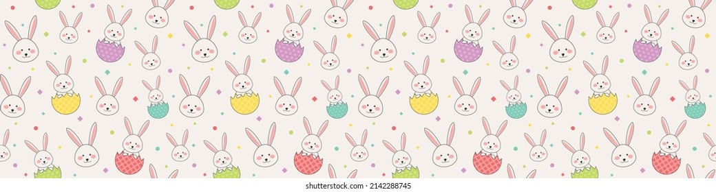 Concept of an Easter pattern with rabbits and eggs. Wallpaper concept. Banner. Vector