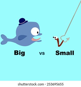 The Concept of  Easy Antonym Big and Small Words for Kid Learning  Illustration, Vector