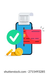 Konzept der einfachen bargeldlosen Zahlung, E-Geld, kontaktlos, Mobile Banking oder Fintech App. Kontaktlose Zahlung, Telefon mit Debitkarte, Online-Zahlung. Stockgrafik für den digitalen Geldtransfer