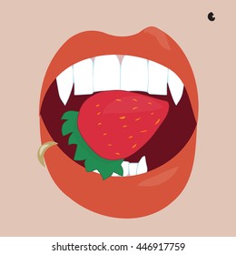concept - eating strawberries