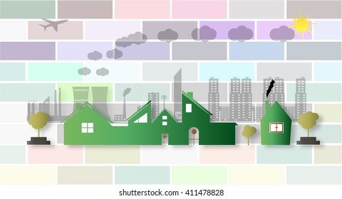 concept of eco with building and nature.