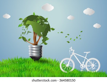 concept of eco friendly and save the earth.paper art style