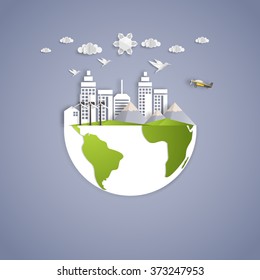 Concept of eco, paper cut style

