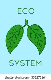 Concept eco system. Two leafs like a lungs. 