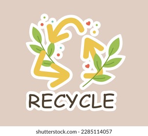 Concepto Título del símbolo de reciclaje ecológico. La ilustración muestra el concepto de ecología mediante un diseño de vector plano. Ilustración vectorial.