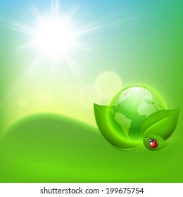 Concept ecological background with the globe. EPS10 vector.