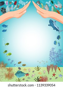 The concept of ecological catastrophe of garbage and waste in the ocean. 