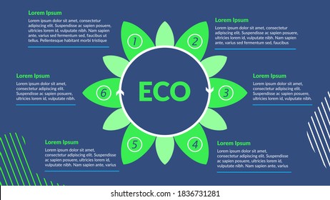 El concepto de hábitos ecológicos, la protección del medio ambiente, la naturaleza, hacer el mundo más limpio, reutilizable. Infografía de vector abstracta. Copyspace.