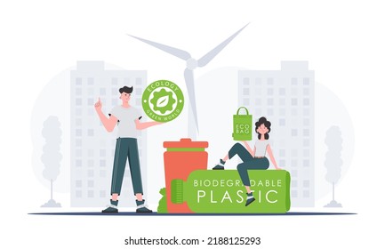 The Concept Of Ecology And Care For The Environment. People Who Care About The Environment. Fashion Trend Vector Illustration.