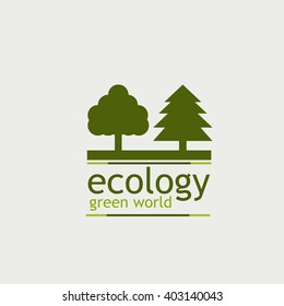 the concept of ecology green world. logo. tree and the inscription on the white background.