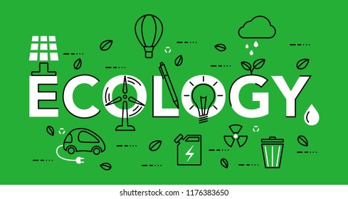 Concept of ecology problem. Modern flat line design.
