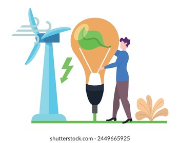 Concept of Ecology Problems and Alternative Energy, flat design vector illustration, for graphic and web design 