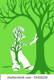 Concept ecology tree. Vector illustration.