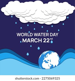 concept of ecology and world water day . Paper art ,paper cut , paper collage style with digital craft .