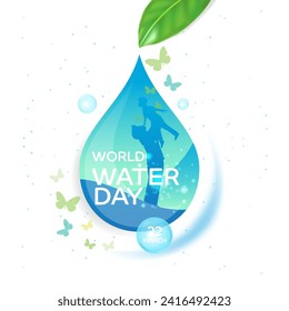 Concept of ecology and world water day  logo design template
