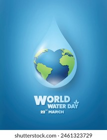 concept of ecology and world water day ,save water. Paper cut art style.