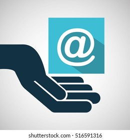 concept e-commerce hand with mail icon vector illustration eps 10