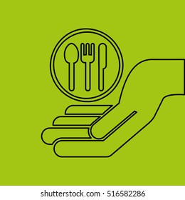 concept e-commerce hand with restaurant icon vector illustration eps 10