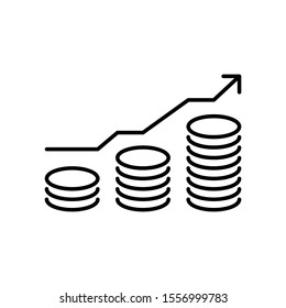 Concept of economy, inflation and financial growth. Outline thin line flat illustration. Isolated on white background. 