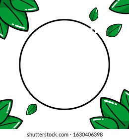 Concept of Editable Blank Background with Leaf Frame and Round Line for Poster, Flyer, Invitation, Card, Brochure. Vector Flat Design