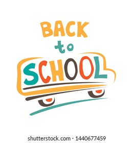 Concept of education. Doodle school symbols with Back to School lettering. Design element for posters, leaflets or booklets. Hand drawn style.