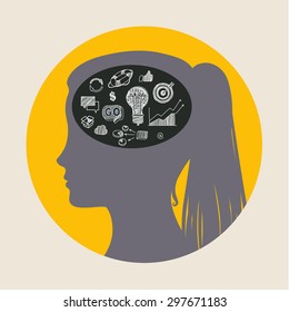 Concept of education. Doodles in form of head. Vector illustration