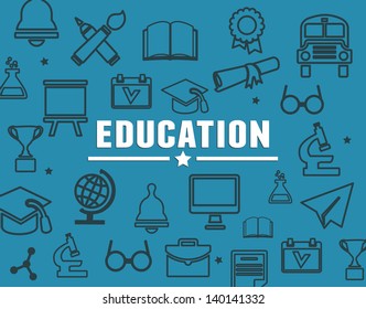Concept of education with elements - vector illustration
