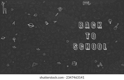 Cartel de antecedentes de la escuela de educación en casa con diferentes cosas. Bienvenido de vuelta al vector de diseño escolar.