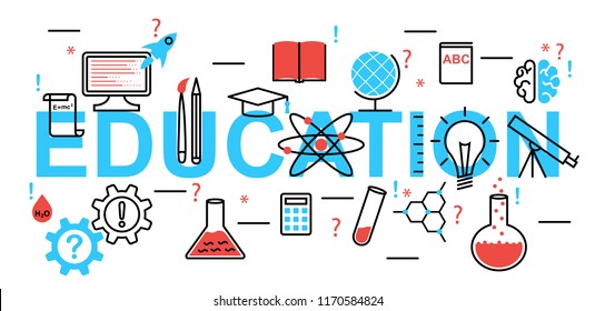 concept of education. Modern flat line design vector 