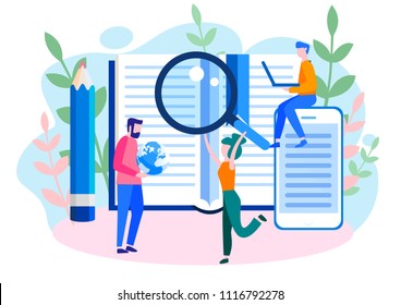 Concept Education, online training, Internet studying, online book, tutorials, e-learning for social media, documents, cards, posters. distance education Vector illustration online education 