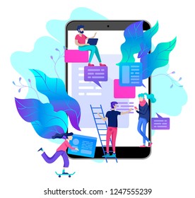 Concept Education people, Internet studying, online training, online book, tutorials, e-learning for social media, distance education, documents, cards, posters. Vector illustration online education