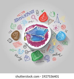 Concept of Education Process and Back to School, paint and paper cut designs, vector illustration, for graphic and web design