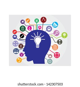 Concept of education with process - vector illustration