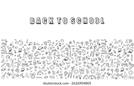 Concept of education School background chalkboard with different stuff. Welcome back to school design vector.
