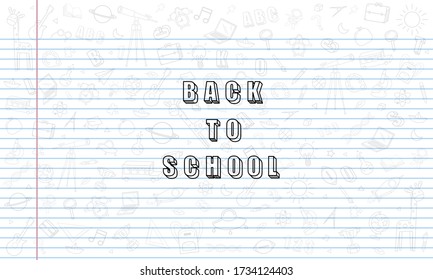 Concept of education School background with different stuff from notepad paper and back to school design vector.