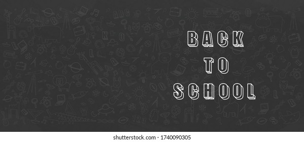 Concept of education School background with different stuff from notepad paper and back to school design vector.