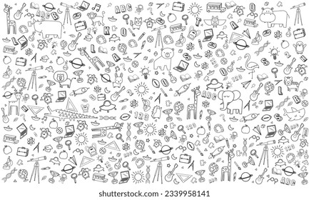 Concept of education School background with different stuff from notepad paper and back to school design vector
