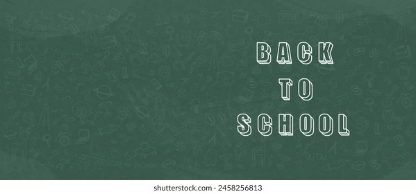 Concept of education School background with different stuff from notepad paper and back to school design vector.