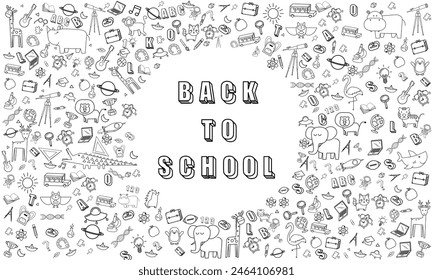 Concept of education School background with different stuff from notepad paper and back to school design vector.