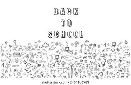 Concept of education School background with different stuff from notepad paper and back to school design vector.