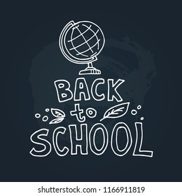 Concept of education. School background with hand drawn school symbols with Back to School lettering.