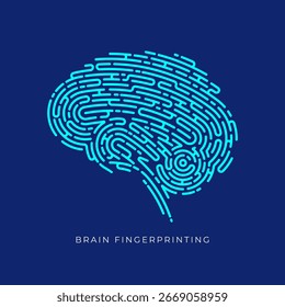 concepto de EEG o electroencefalograma, gráfico alineado de la forma del cerebro combinado con la huella dactilar presentada en un camino editable