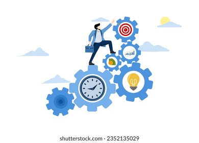 concept of effectiveness, efficiency or productivity for better results, improve performance or process, business development or management, business entrepreneur with gears with effective elements.