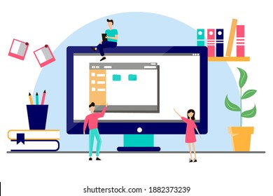 Concept Elearning Banner Computer Screen Folder Stock Vector (Royalty ...